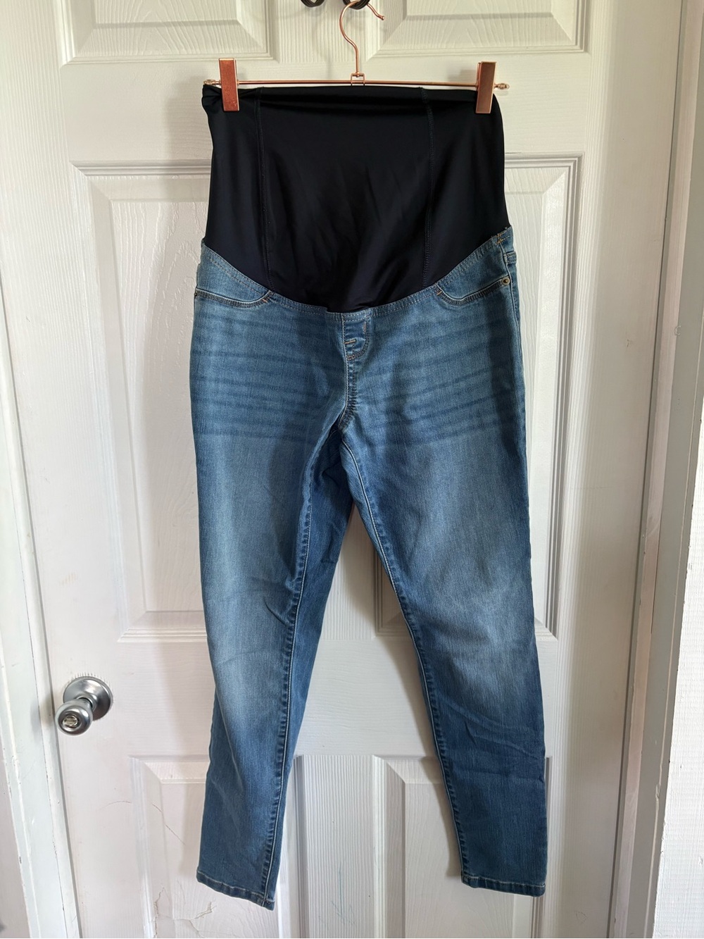 Isabel Maternity by Ingrid & Isabel Blue Denim Jeggings with Black Panel